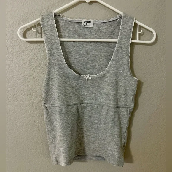 Cotton On Heather Gray Tank Top With White Lace Trim Women’s Size Small - Picture 5 of 5